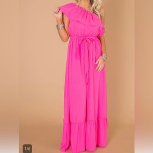 Pink One Shoulder Maxi